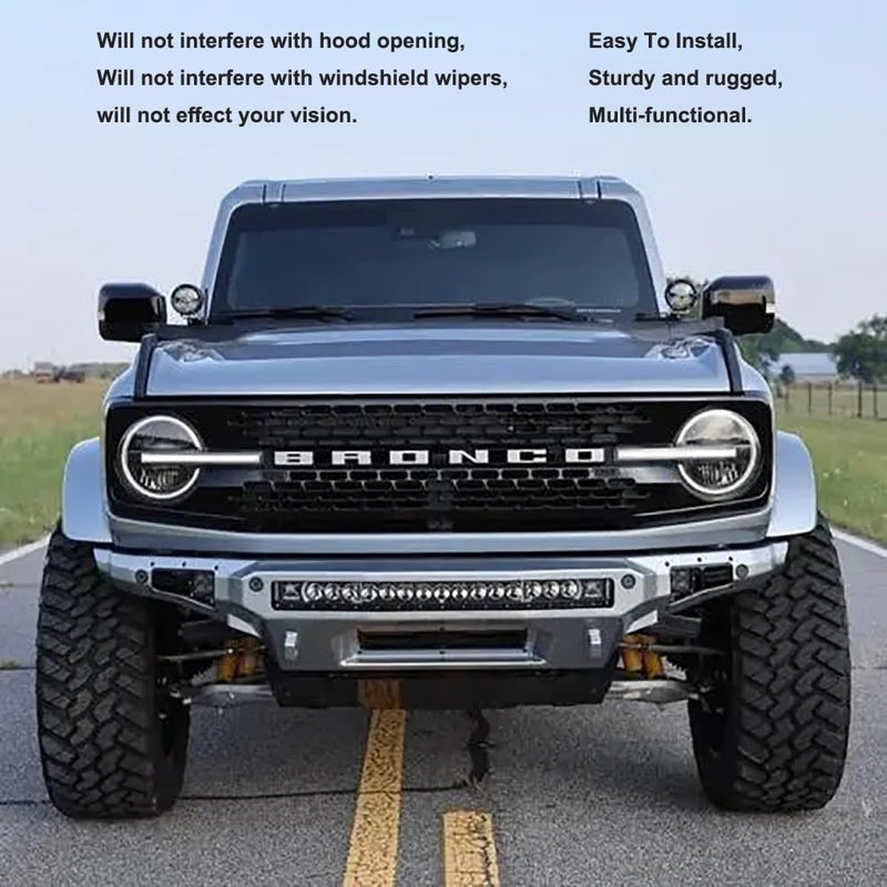DarSeity Low Profile Windshield Mount Hood Hinges Ditch Light Brackets for Ford Bronco 2021-2024, for Auxiliary Off-Road Lighting (for Ford Bronco) - Image 4